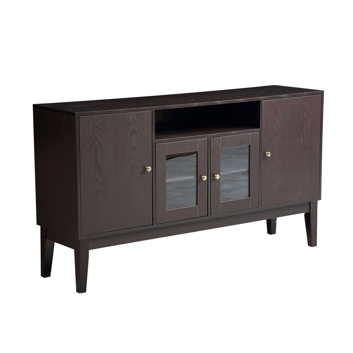 59x22 Wide Buffet Table Cabinet TV Console Dark Brown G917