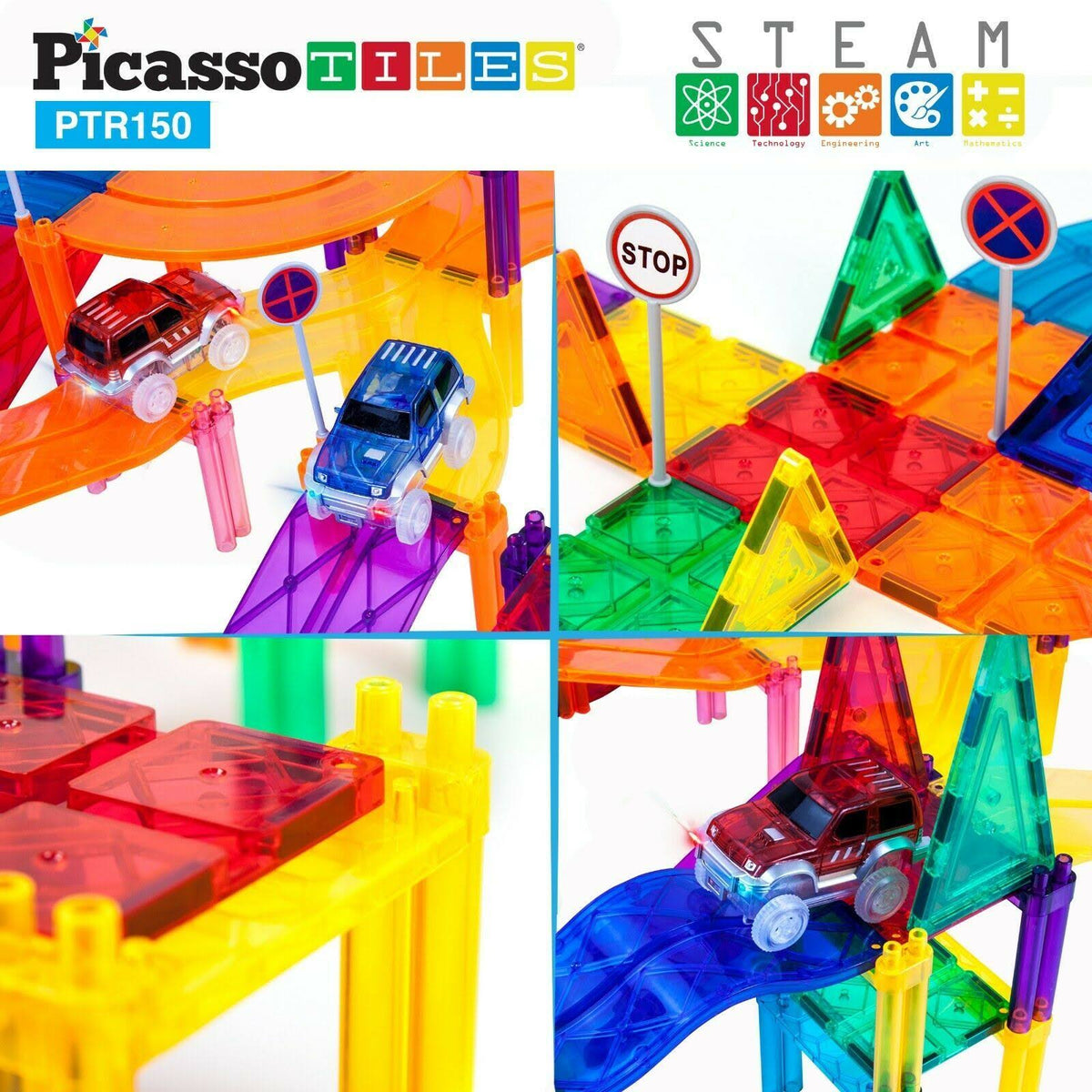 150 Piece Magnetic Building Block Race Track Set O7598