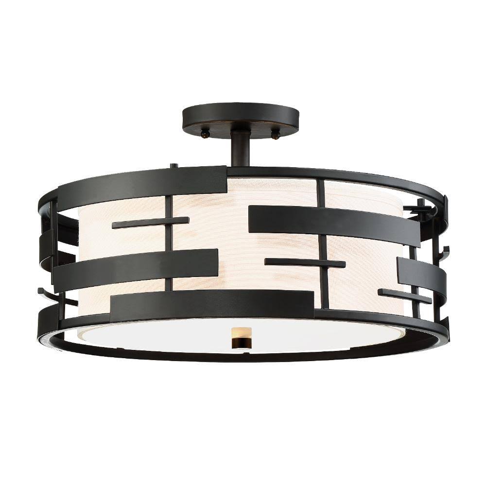 16-in Textured Black Semi-Flush Mount Light X8092