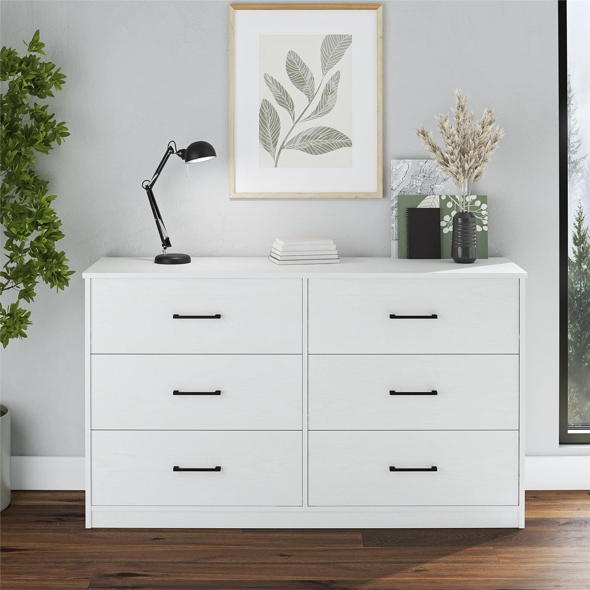 Black 6 Drawer Dresser W34129