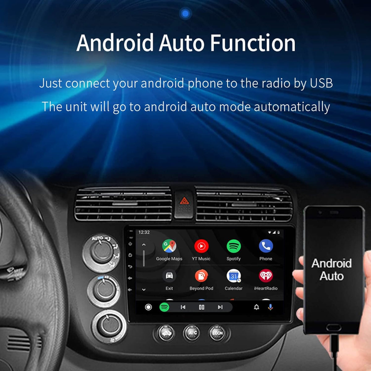 Android Car Radio Stereo Bluetooth for 2001-2005 Honda Civic K5190