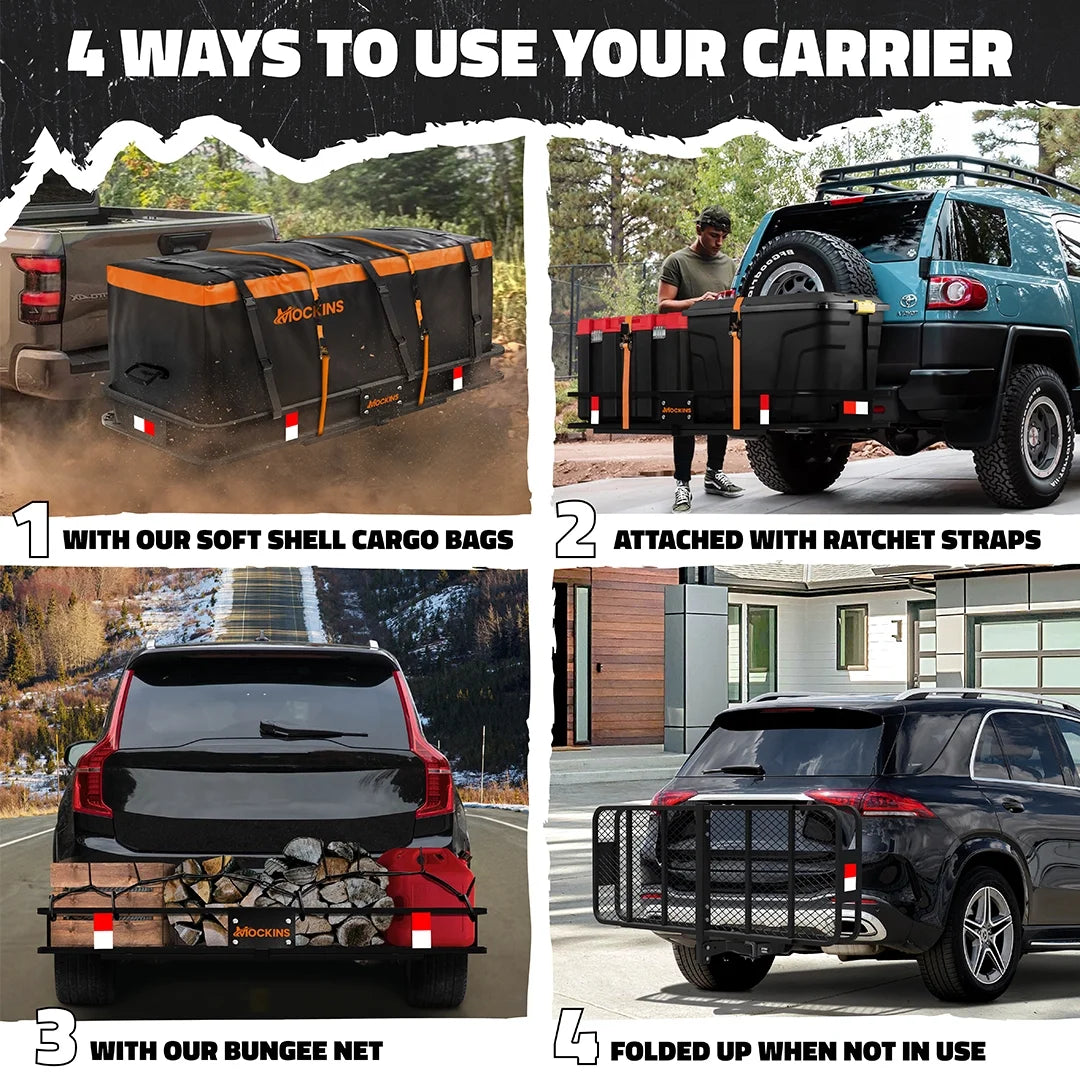 60"x20"x6" Hitch Mount Cargo Carrier with 16 CF Waterproof Bag O3291