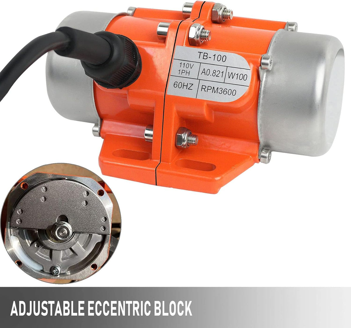Concrete Vibrator Vibration Motor 100W Single Phase Electric Vibrating Motor Aluminum Alloy Case AC 110V 3600rpm Pack of 2 X53038