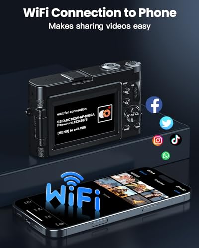 4K 64MP Compact Point and Shoot Digital Camera with 32GB Card H63967