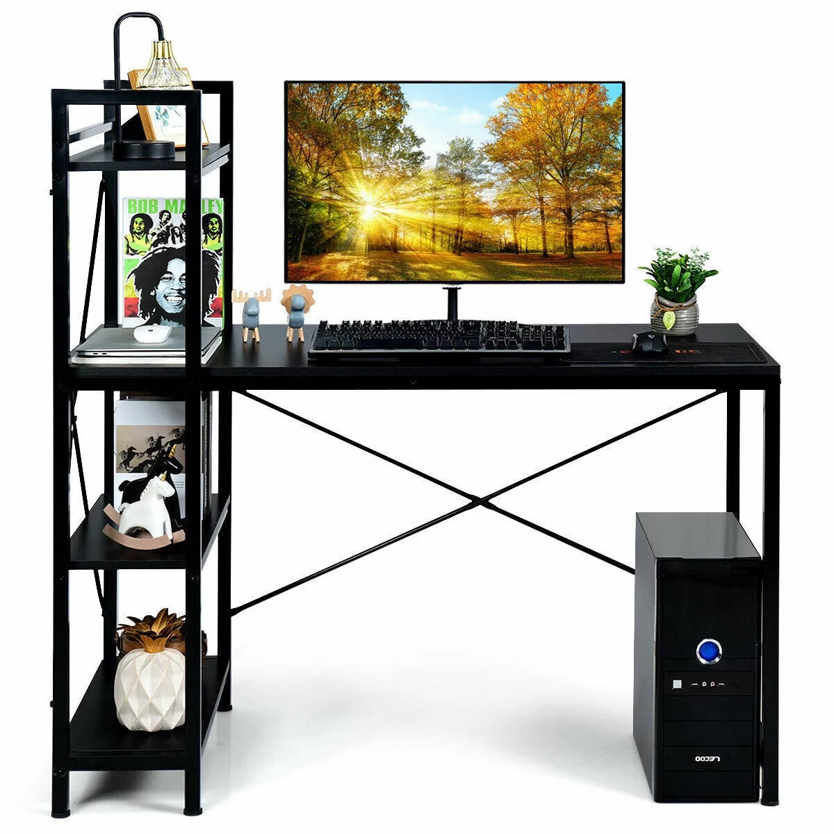 47.5" Computer Desk with 4 Tier Shelves Q745697