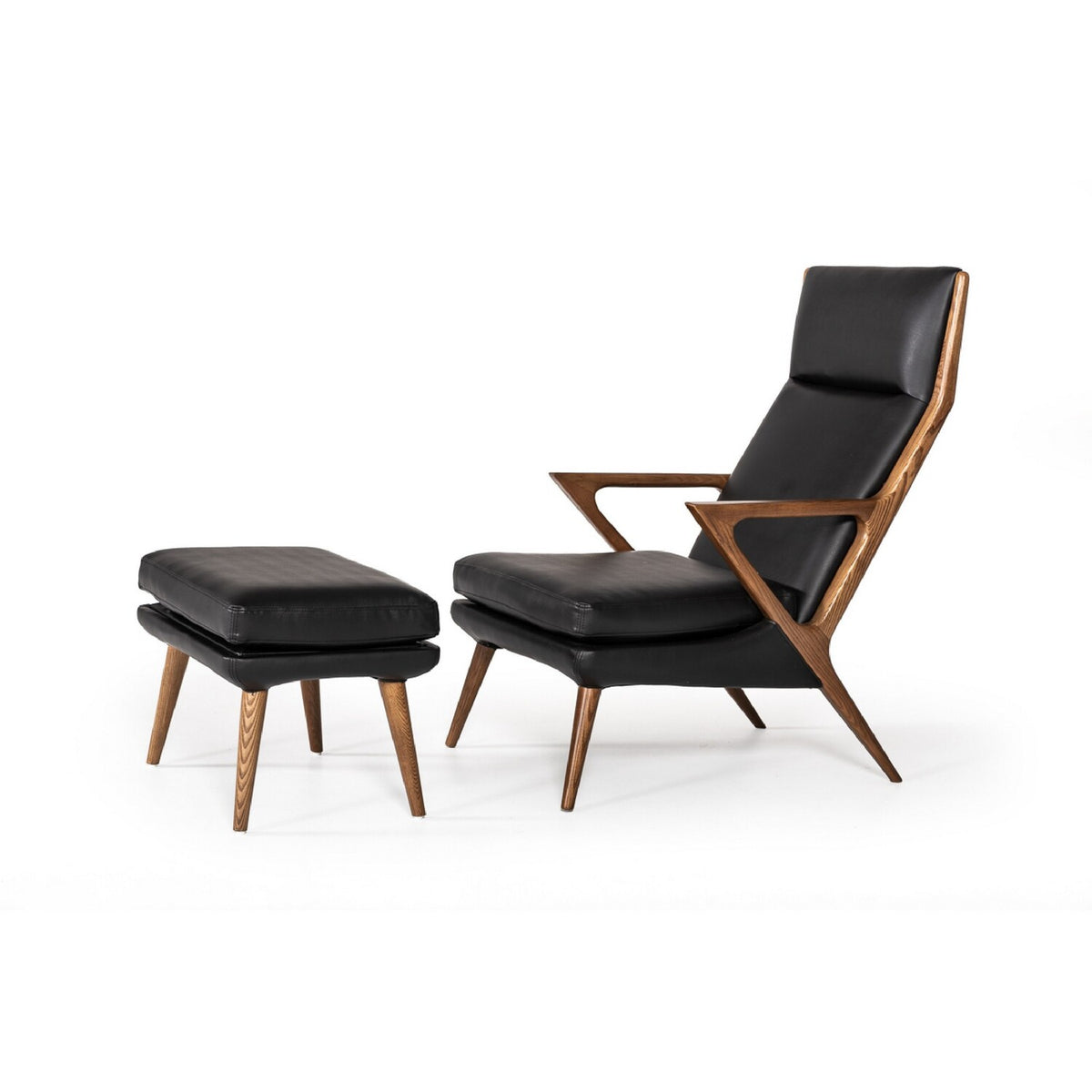 Brown and Black 2 Piece Lounge Chair and Ottoman Set K9803