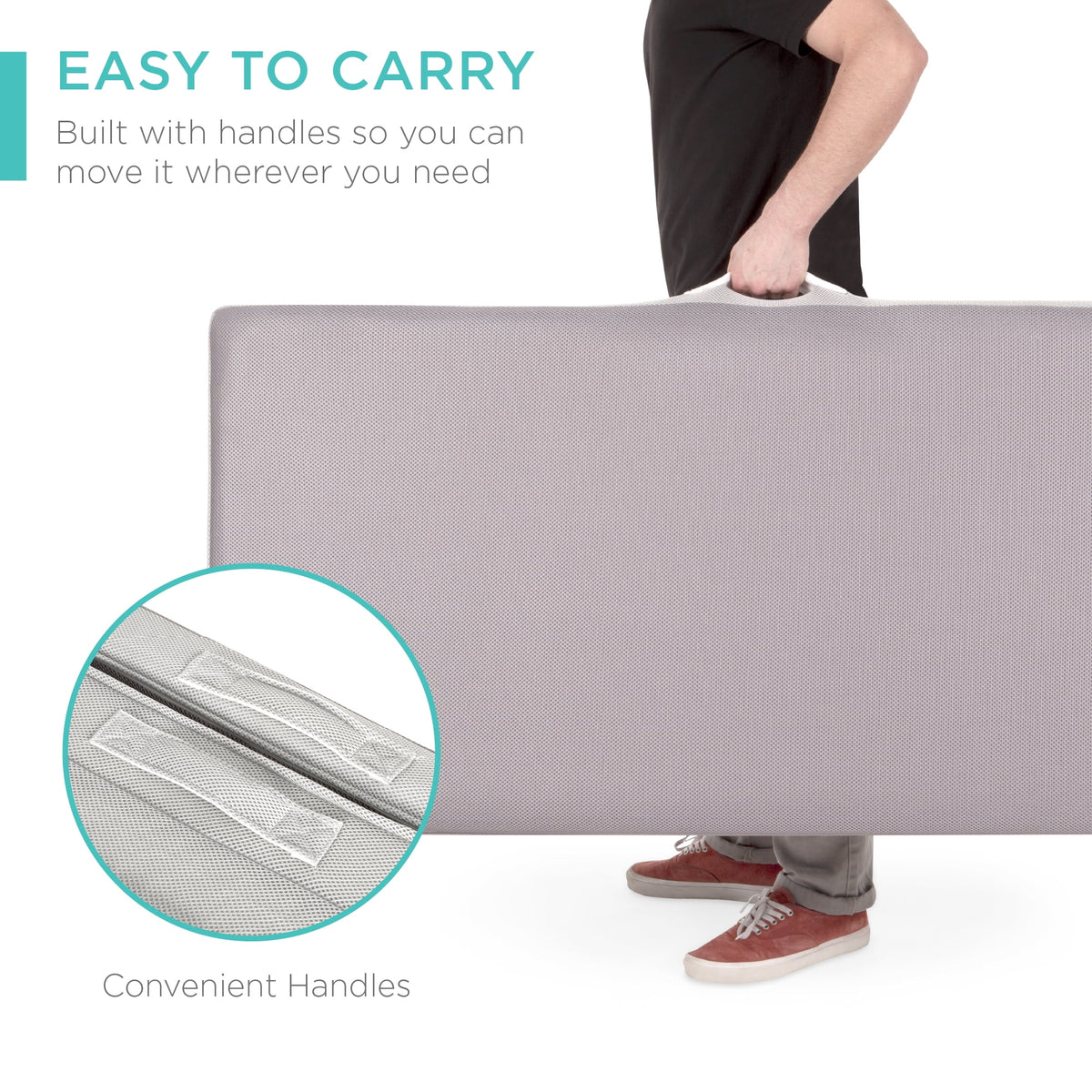 4in Thick Folding Portable Twin Mattress Topper with Carry Case J543461