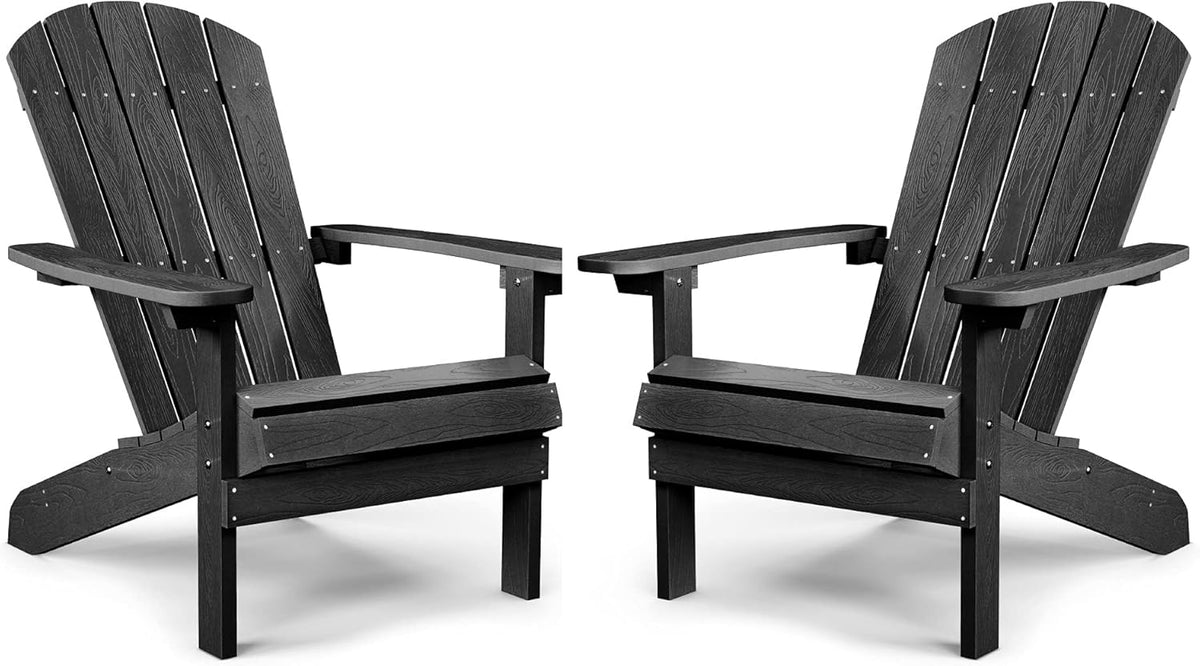 Black Plastic Adirondack Chairs Set of 2 D6535