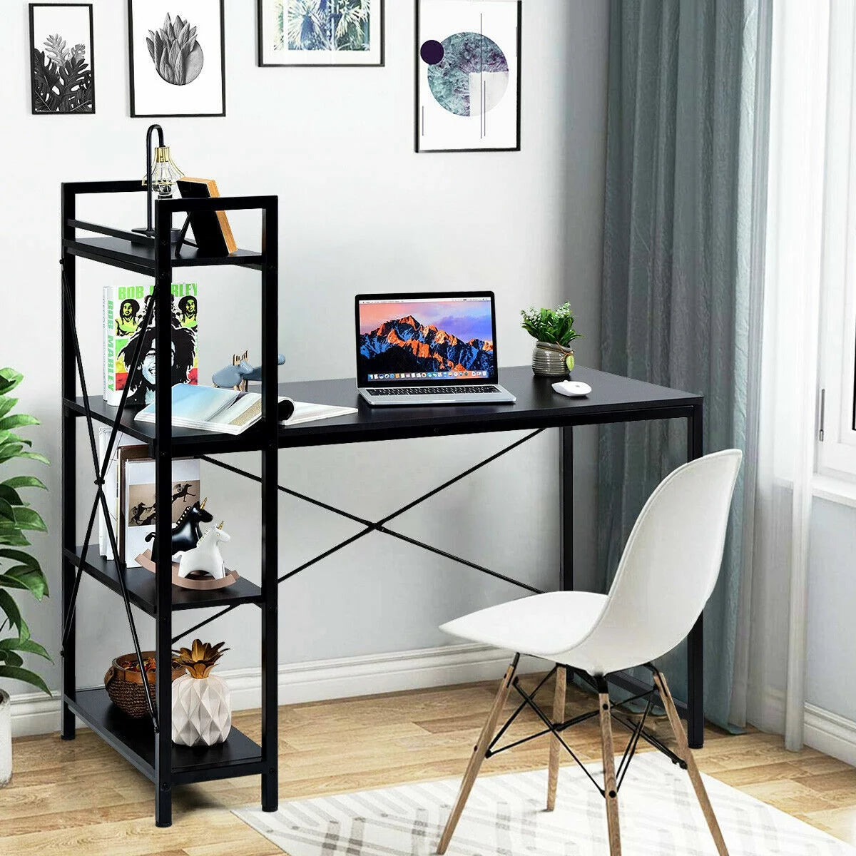 47.5" Computer Desk with 4 Tier Shelves Q745697
