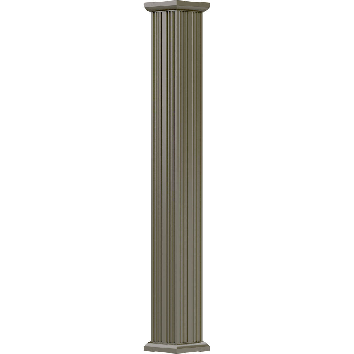 8x22 x 8& Endura-Aluminum Column, Square Shaft, Non-Tapered, Fluted, Clay Finish w/ Capital & B T394