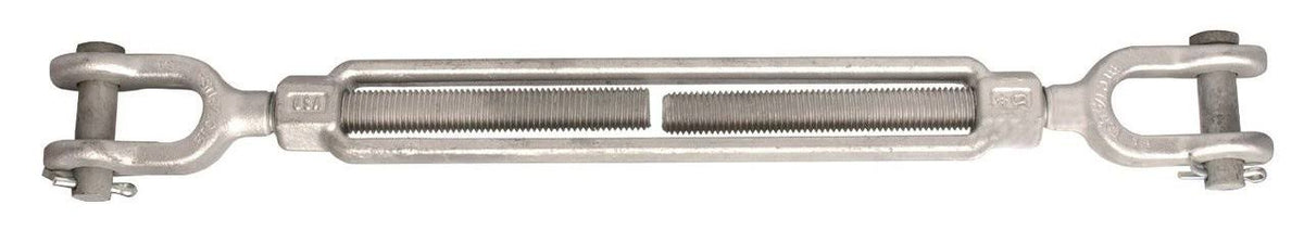 1x22 x 6x22 Jaw & Jaw Turnbuckle, Forged Carbon Steel, Galvanized V5312