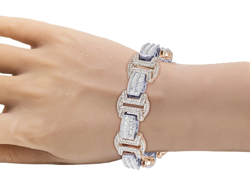 14K Rose White Gold Baguette Diamond Bracelet W2314