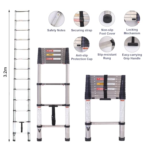 16.5FT Stainless Steel Folding Ladder E7914