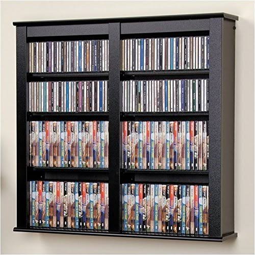 Black Double Floating Media Wall Storage T1480