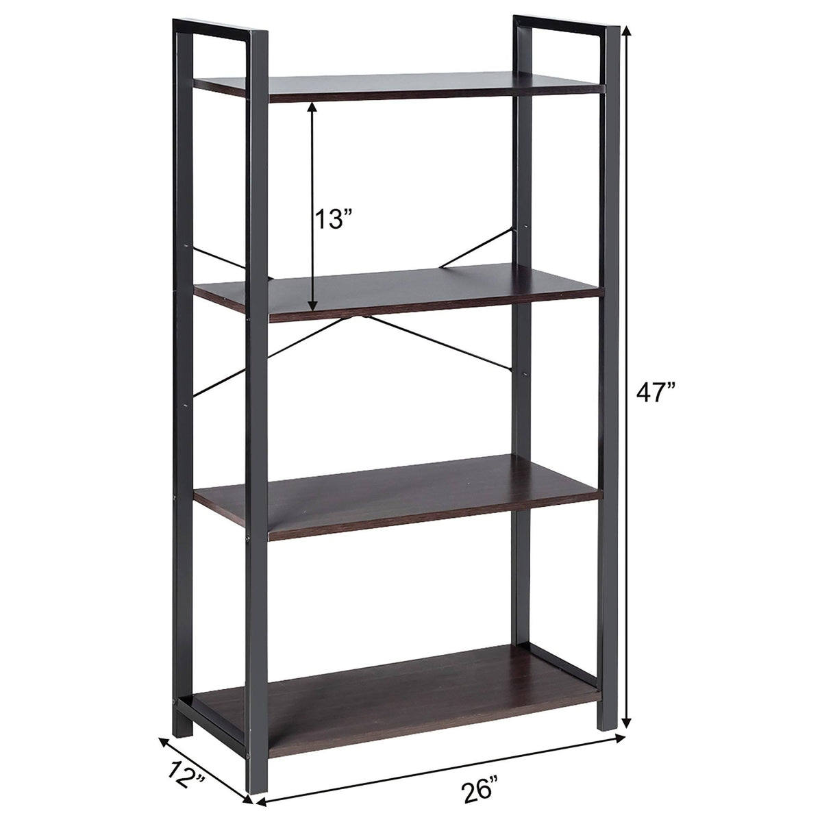 4-Tier Industrial Bookshelf Storage - Brown M997943