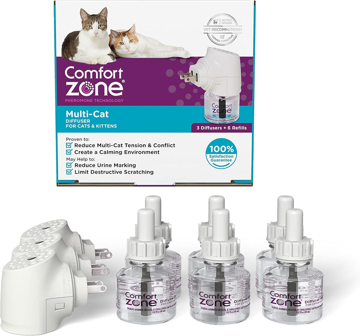 3 Diffusers Plus 6 Refills Multi-Cat Calming Diffuser Kit L2228