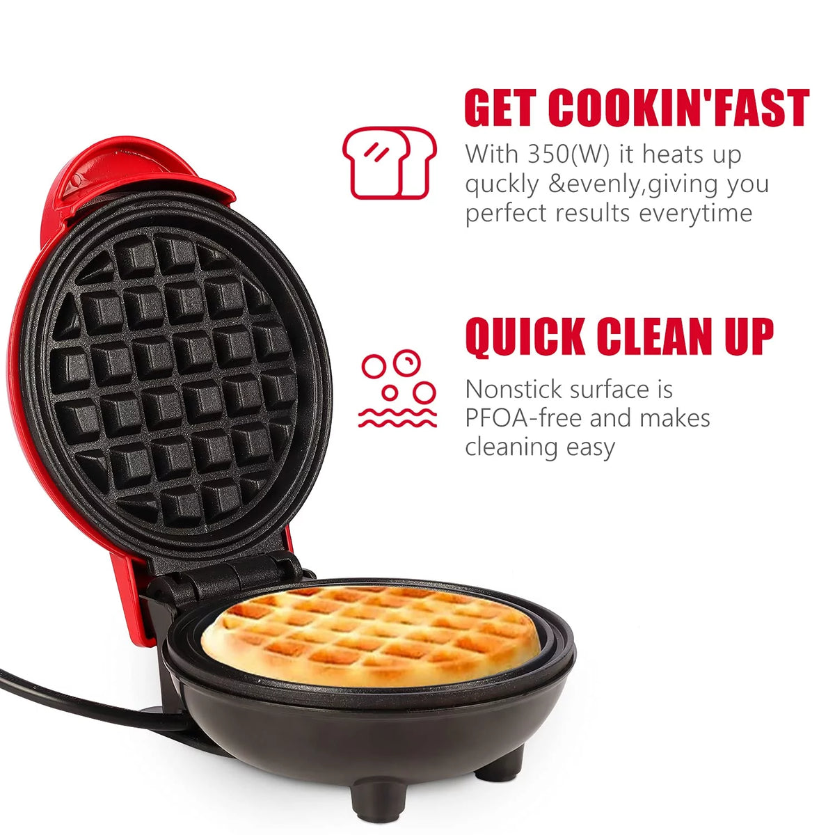 4 inch Portable Electric Non-Stick Mini Waffle Maker H2335
