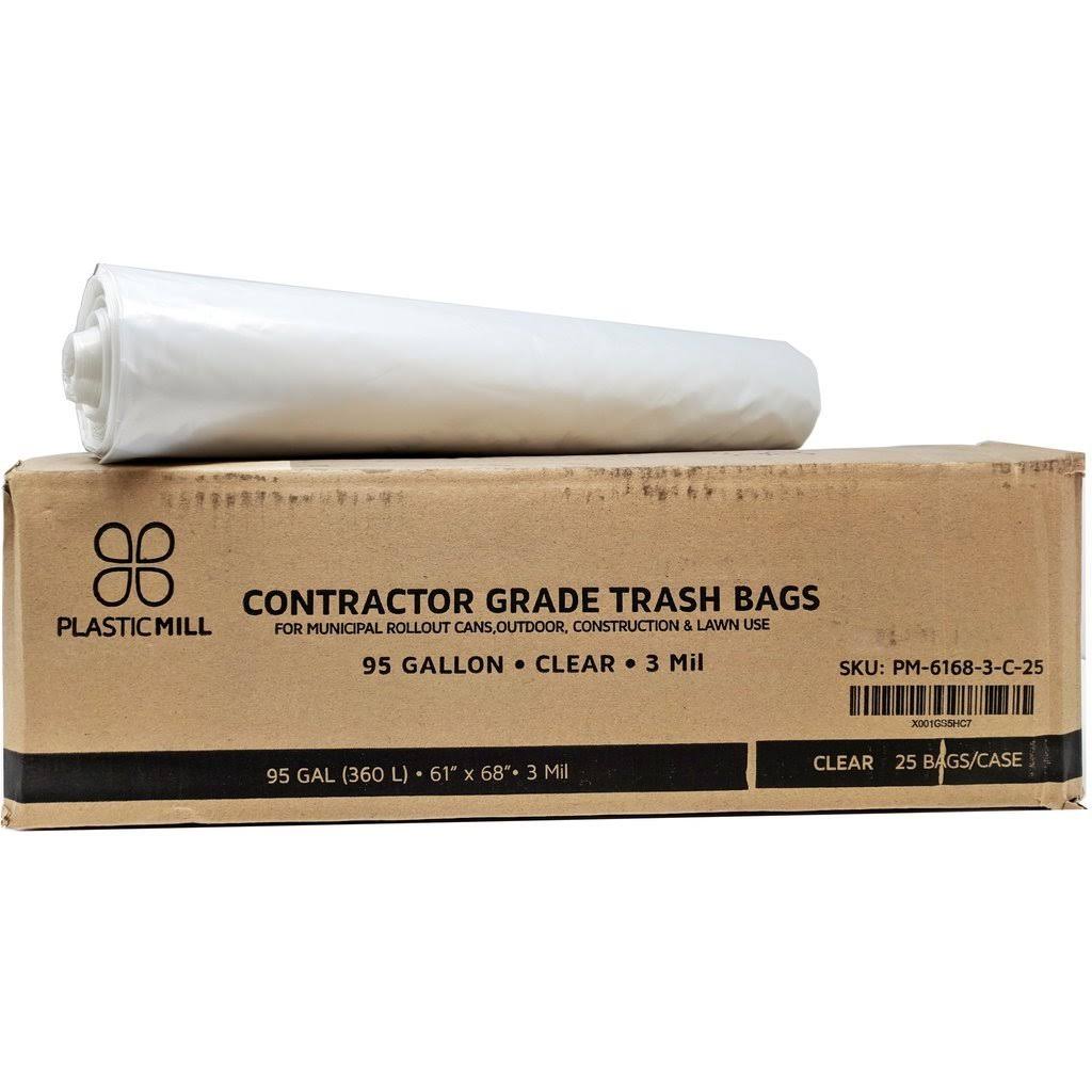 100 Gallon Clear 3 mil 25 Bags/Case Garbage Bags S333