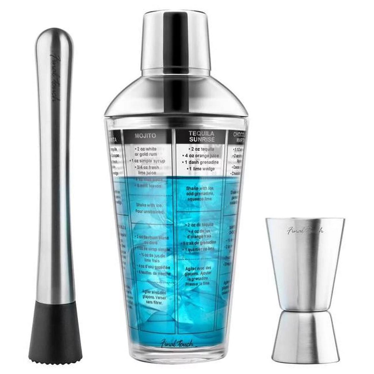 16 oz Glass & Stainless Steel Bar Tool Set T306