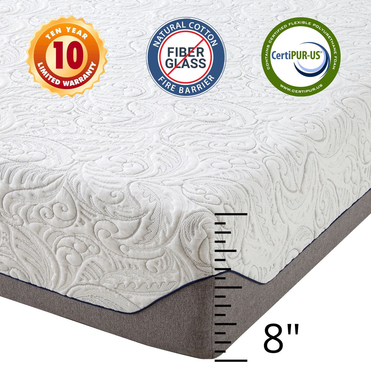 8" Gel Memory Foam Queen Mattress with Zip-off Cover G344843