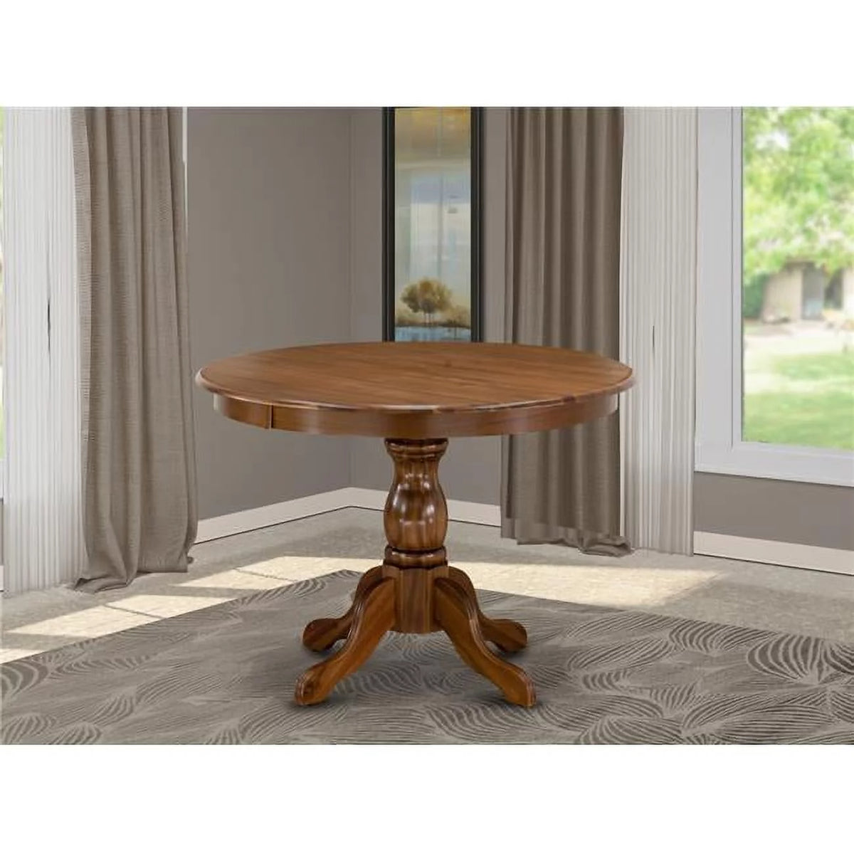 Acacia Walnut Dining Table with Pedestal Legs U76421