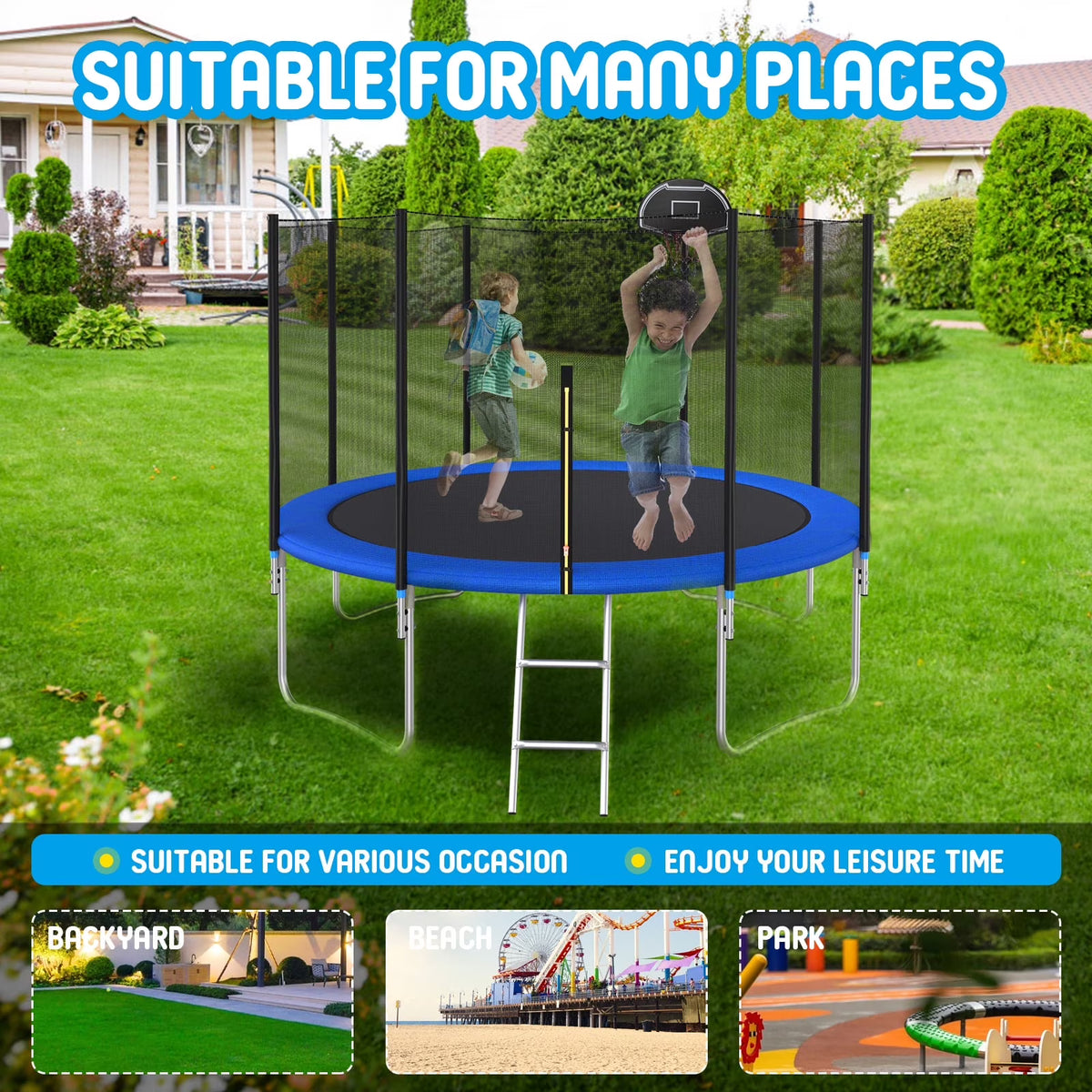 16FT Trampoline with Basketball Hoop 1600LBS W6812