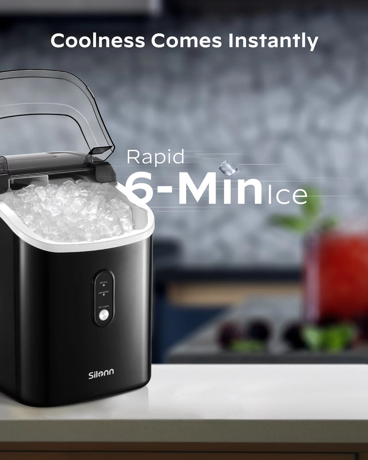 Black Countertop Ice Maker with Self-Cleaning M19680