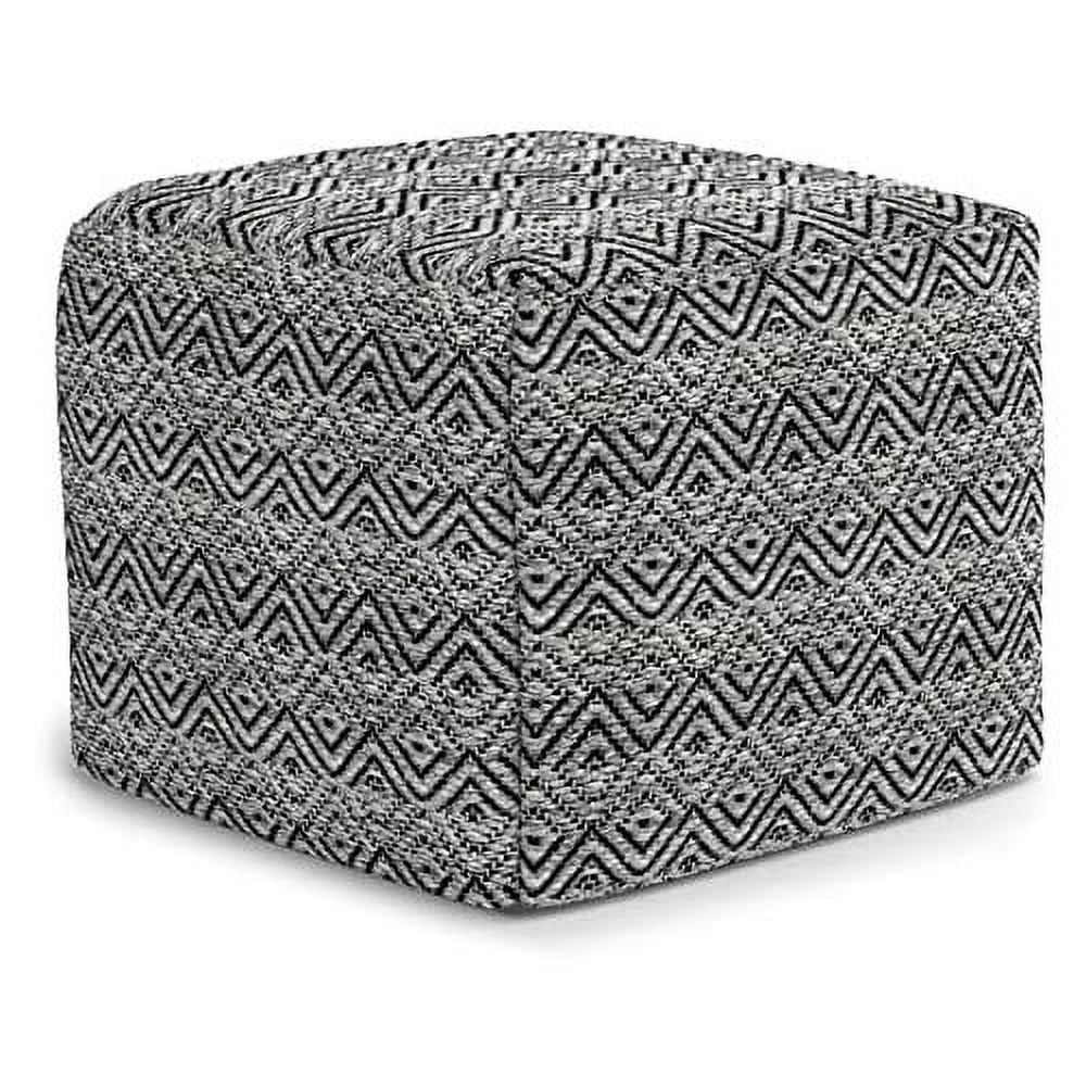 18"X18"X14" Dark Gray Black Cotton Woven Pouf Ottoman X76865