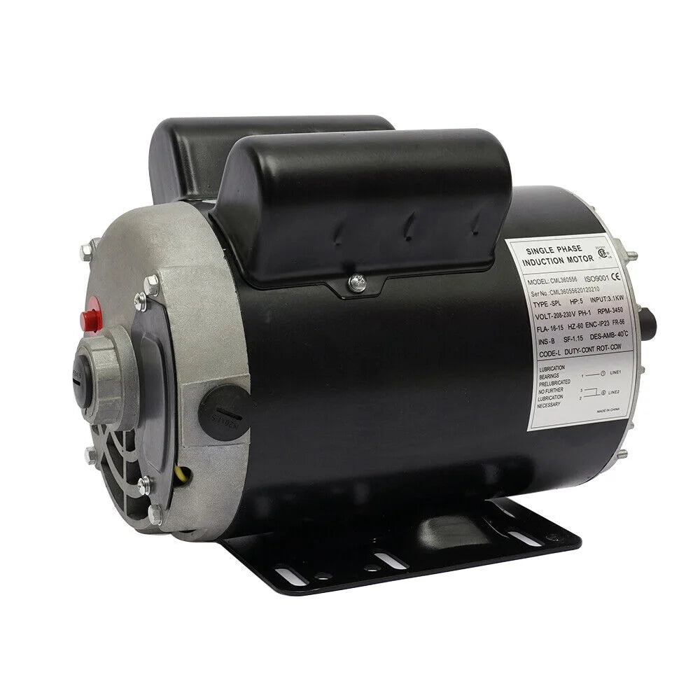 5 HP 3450 RPM Air Compressor Single Phase Electric Motor V586