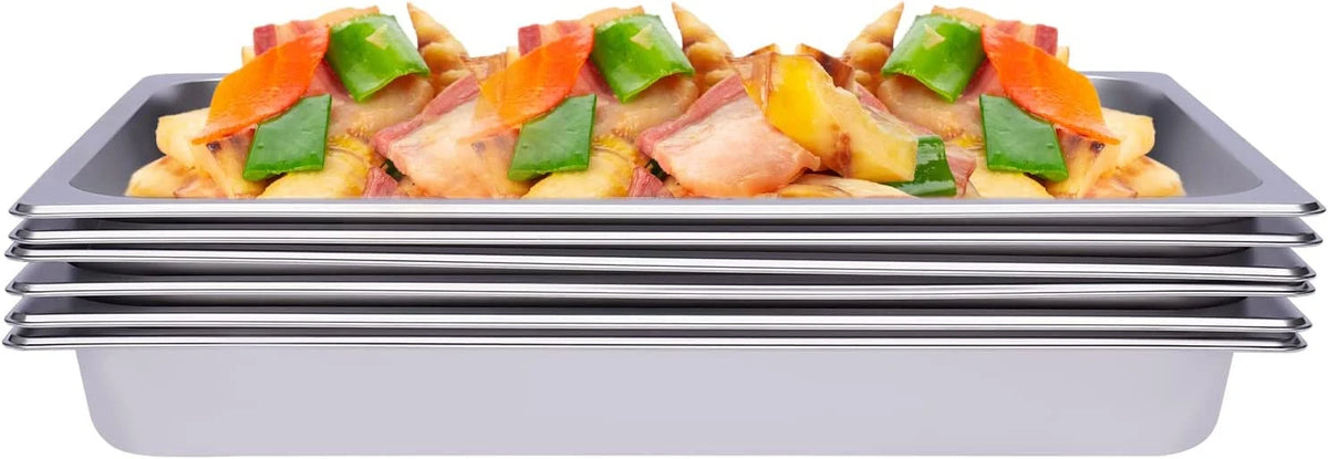 6 PCS Stainless Steel Steam Table Pans E74951