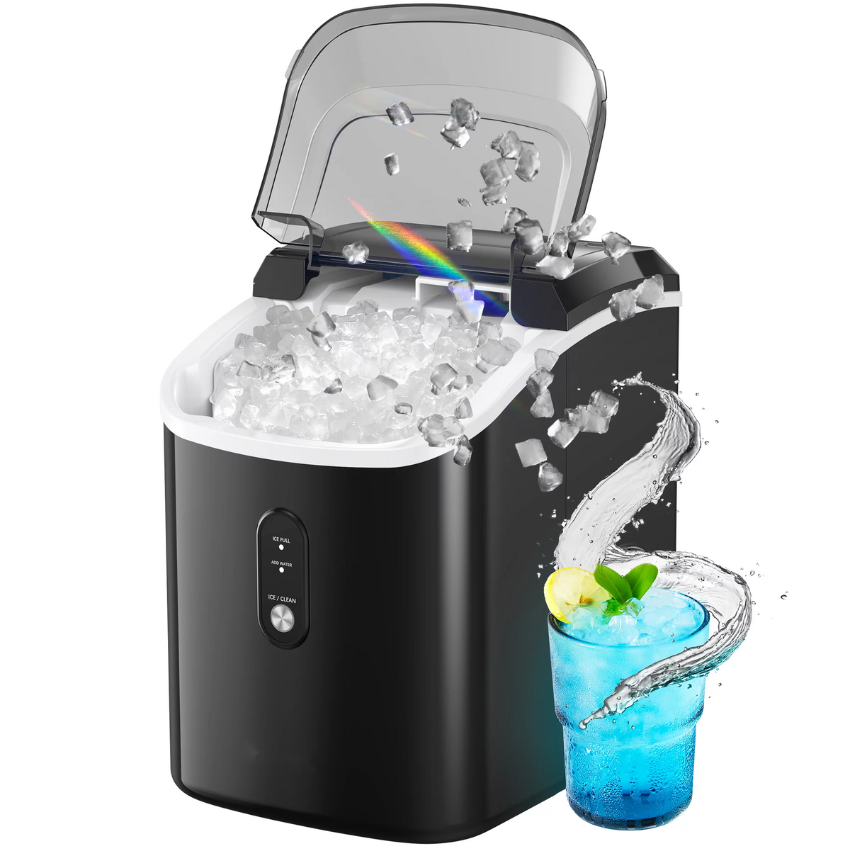 Black Countertop Ice Maker with Self-Cleaning M19680