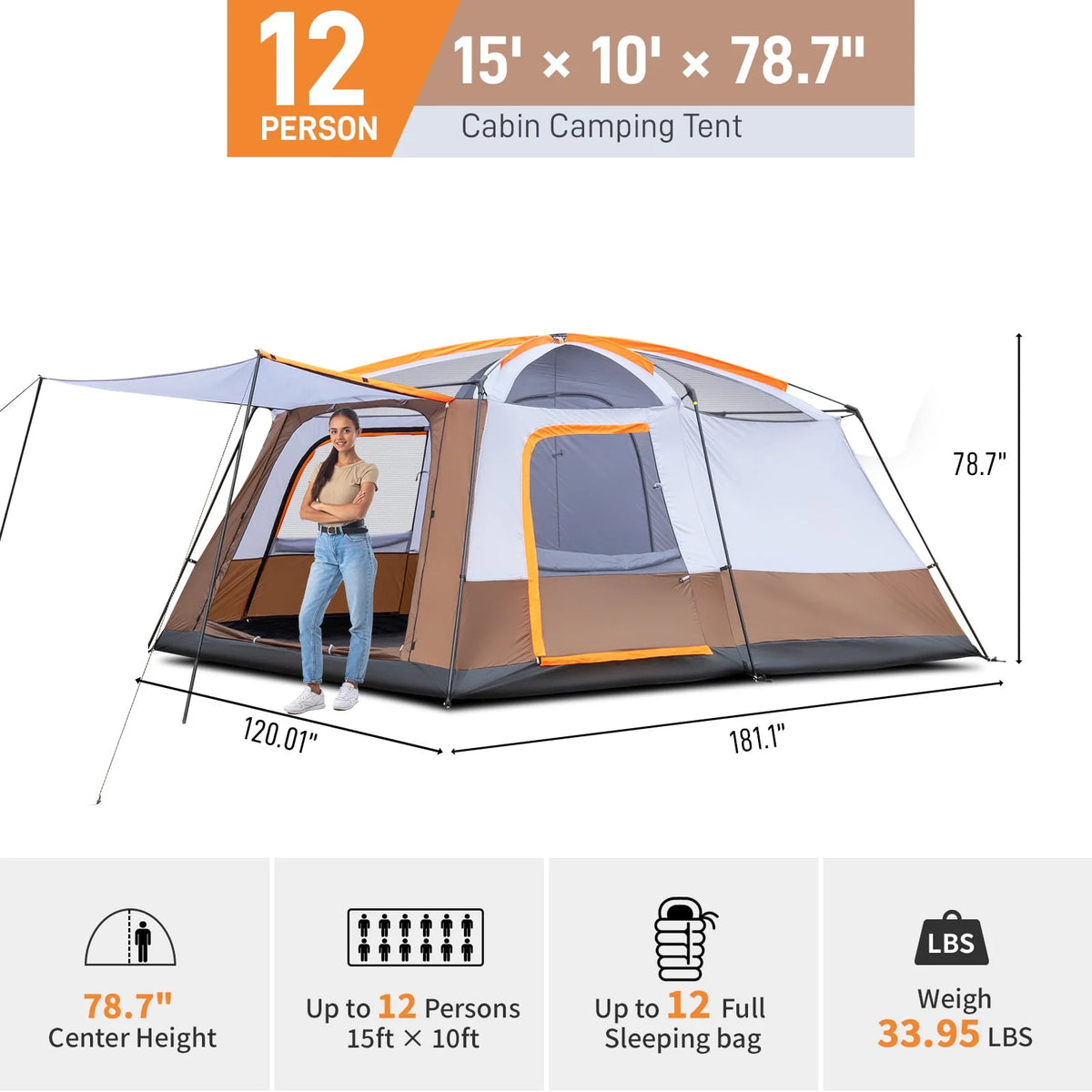 10 Person Multi Room Tent with Carry Bag K637008