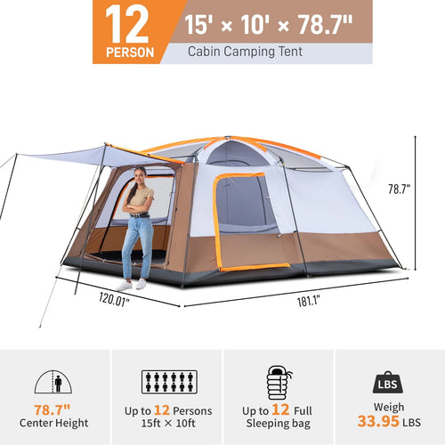 10 Person Multi Room Tent with Carry Bag K637008