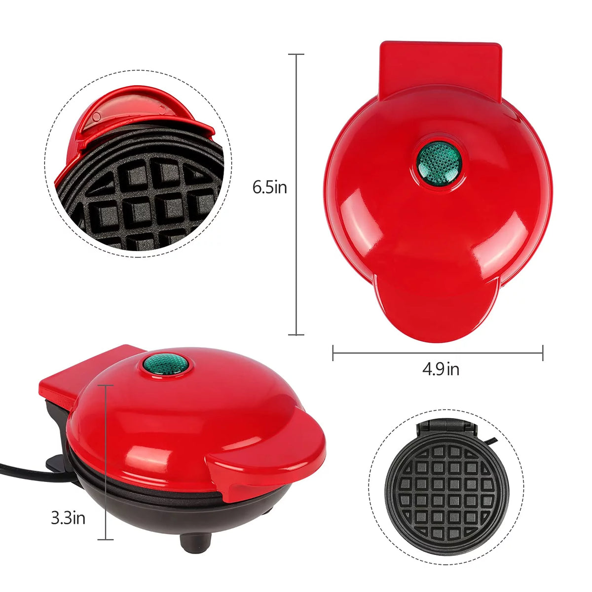 4 inch Portable Electric Non-Stick Mini Waffle Maker H2335