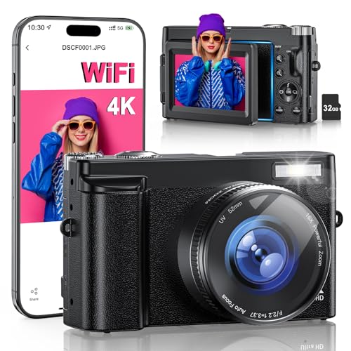 4K 64MP Compact Point and Shoot Digital Camera with 32GB Card H63967