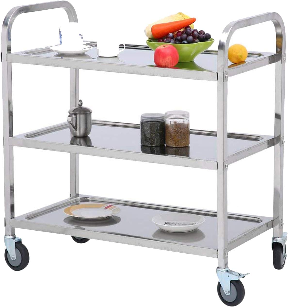 3 Tier Stainless Steel Utility Cart with Wheels E50522