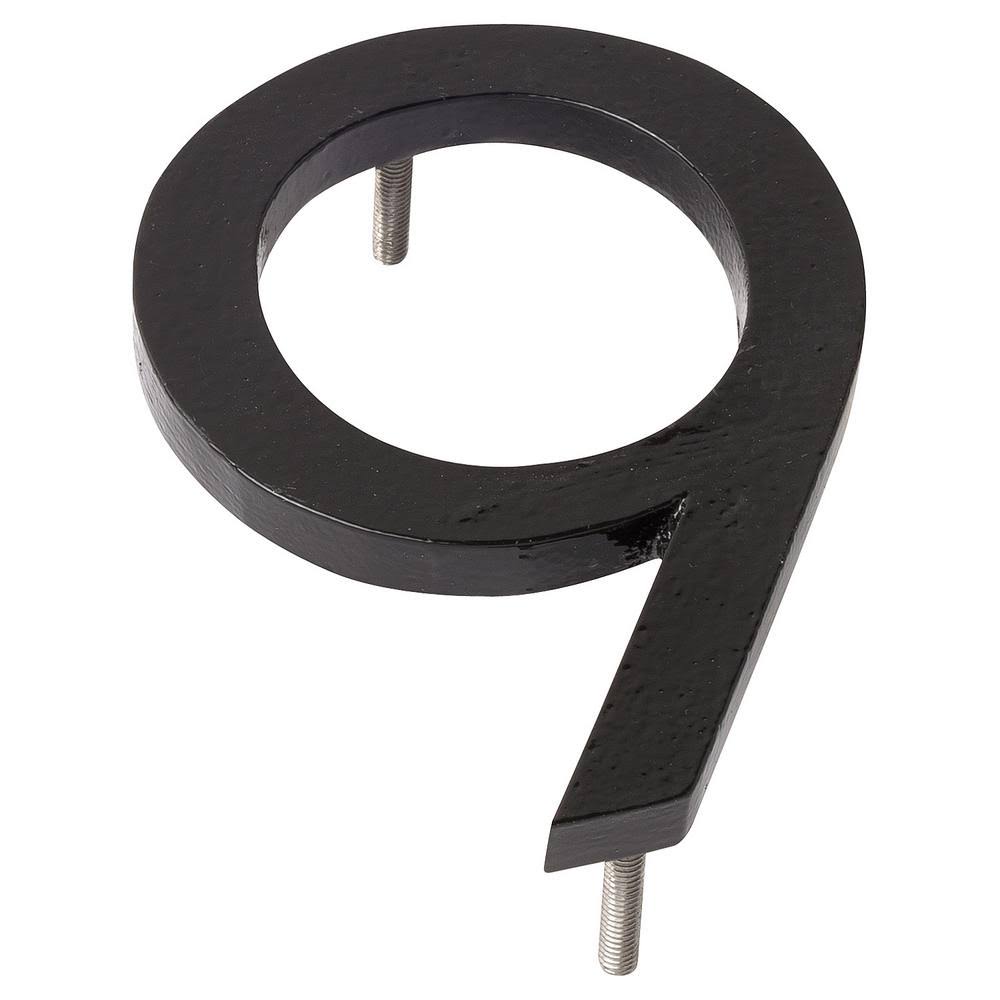 16 in. Flat Floating Mount House Number Black 9 B408