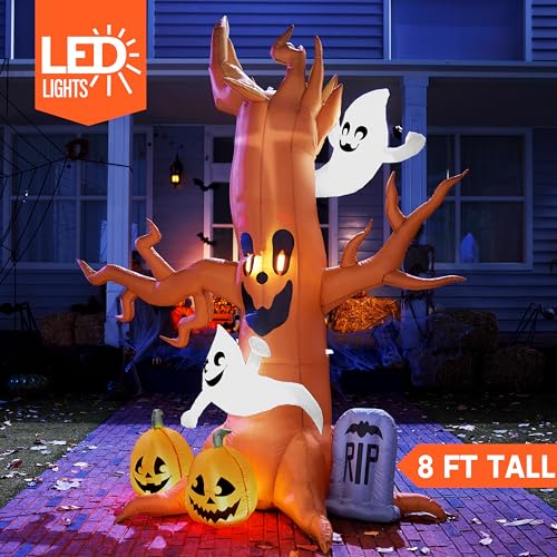 8 FT Halloween Inflatable Scary Tree with Ghost Decorations K68502