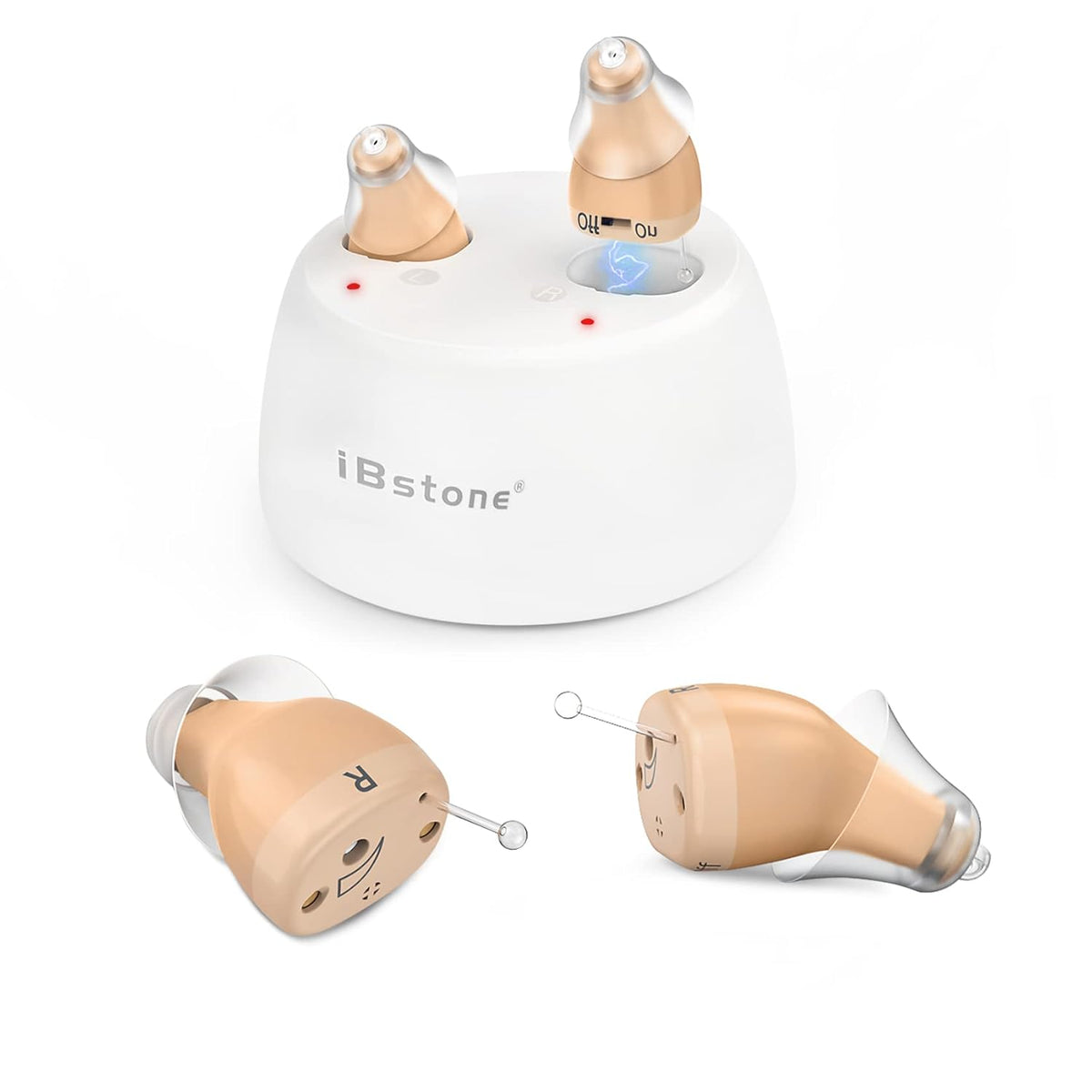 Beige Rechargeable Mini Completely-in-Canal Hearing Aid, Pair R72708