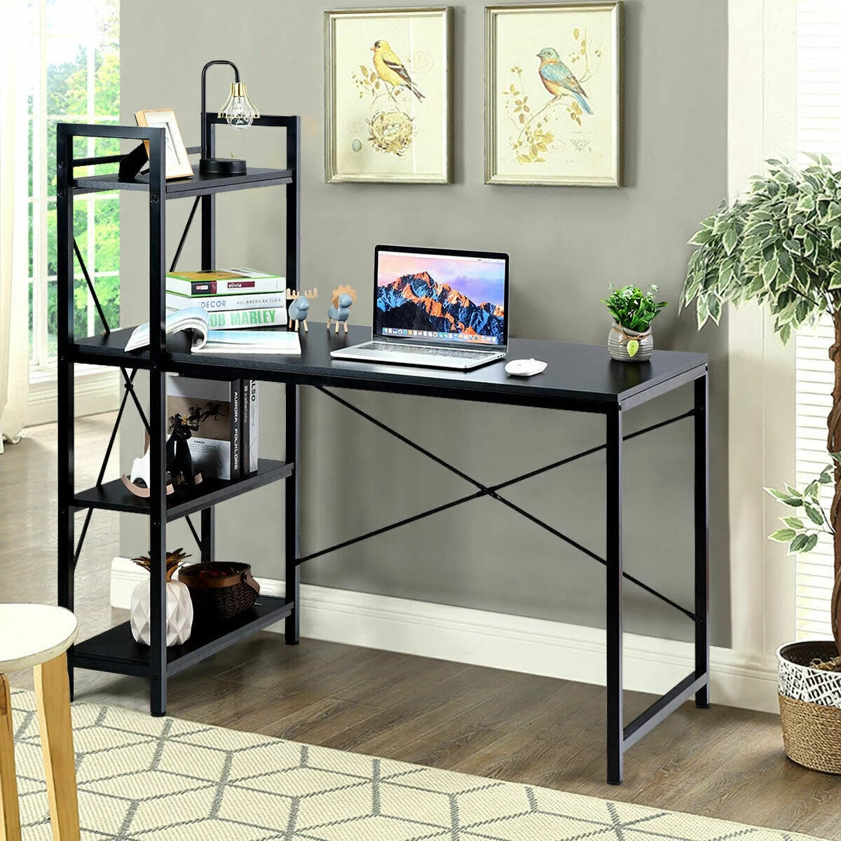 47.5" Computer Desk with 4 Tier Shelves Q745697