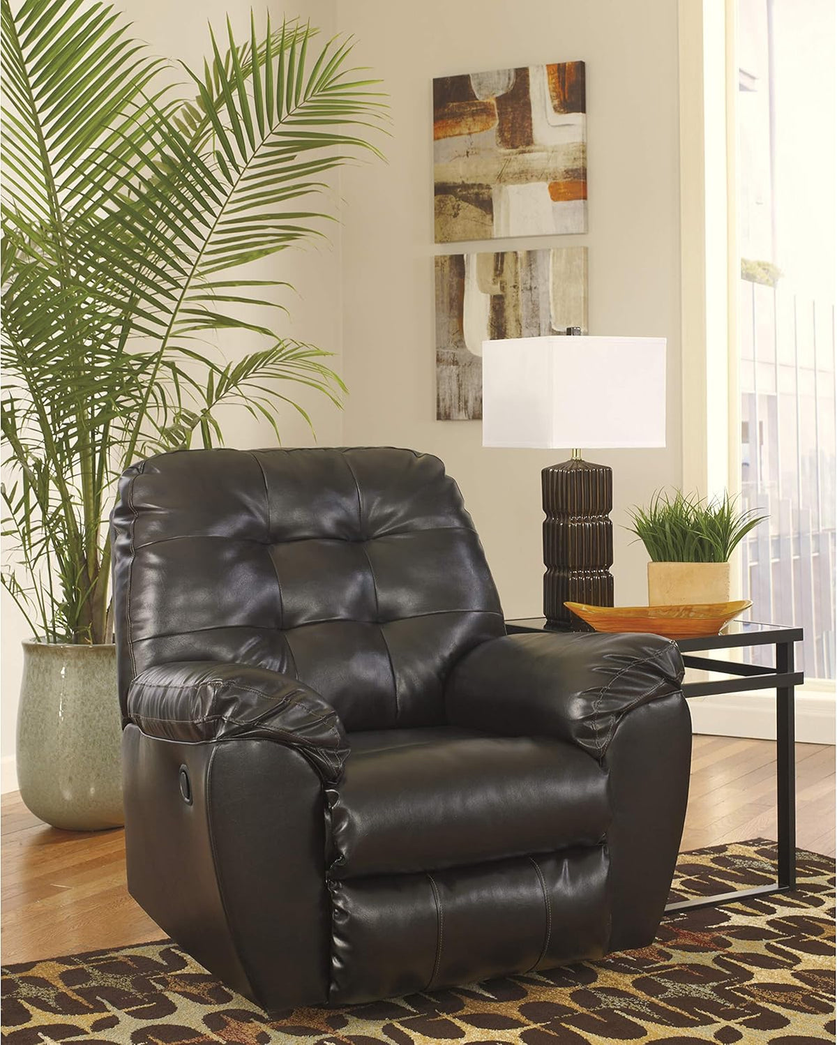 Chocolate Faux Leather Rocker Recliner Z659492