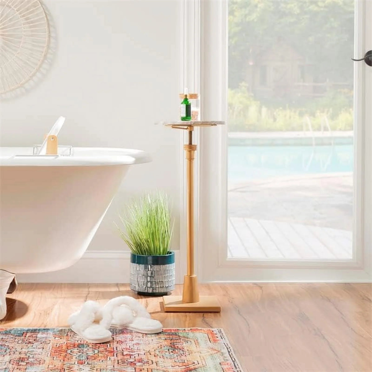 Adjustable Metal And Marble Drink Table K52304