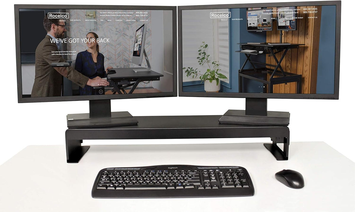 Black Dual Monitor Stand with AC Power Supply & USB 2.0 Charging X252293