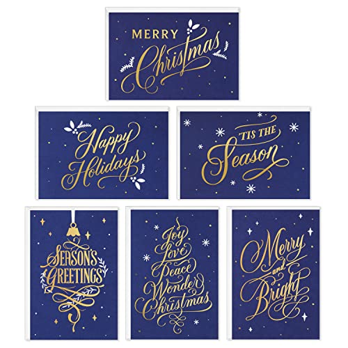 Boxed Christmas Cards Assortment, 6 Designs, 72 Cards with Envelopes T555423