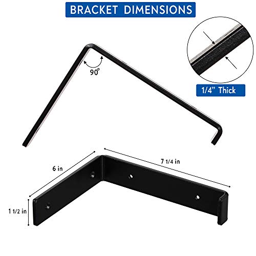 4-PK Black Iron Shelf Brackets Q84026