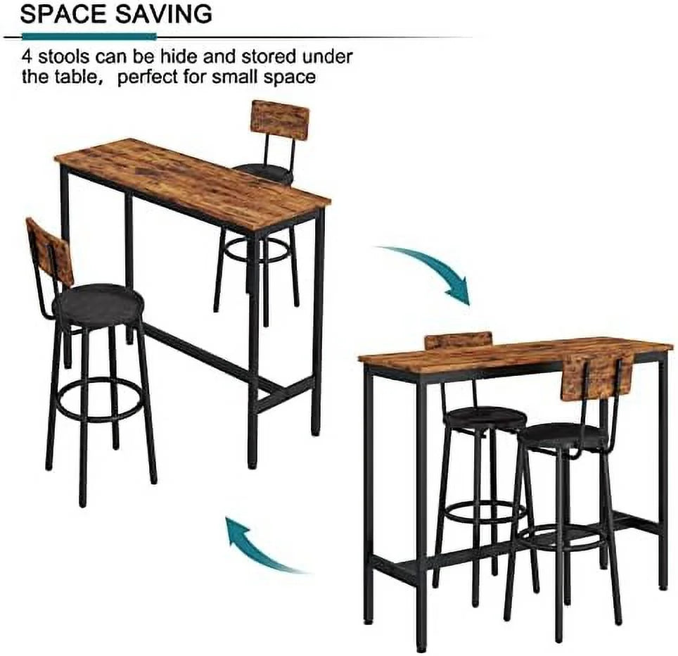 5 Piece Counter Height Dining Table Set with 4 Stools D415384