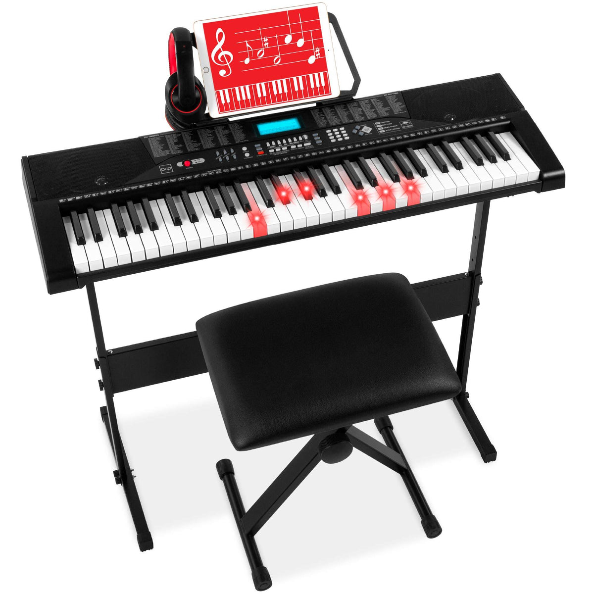 61-Key Beginners Electronic Keyboard Piano Set with Lighted Keys Q5177