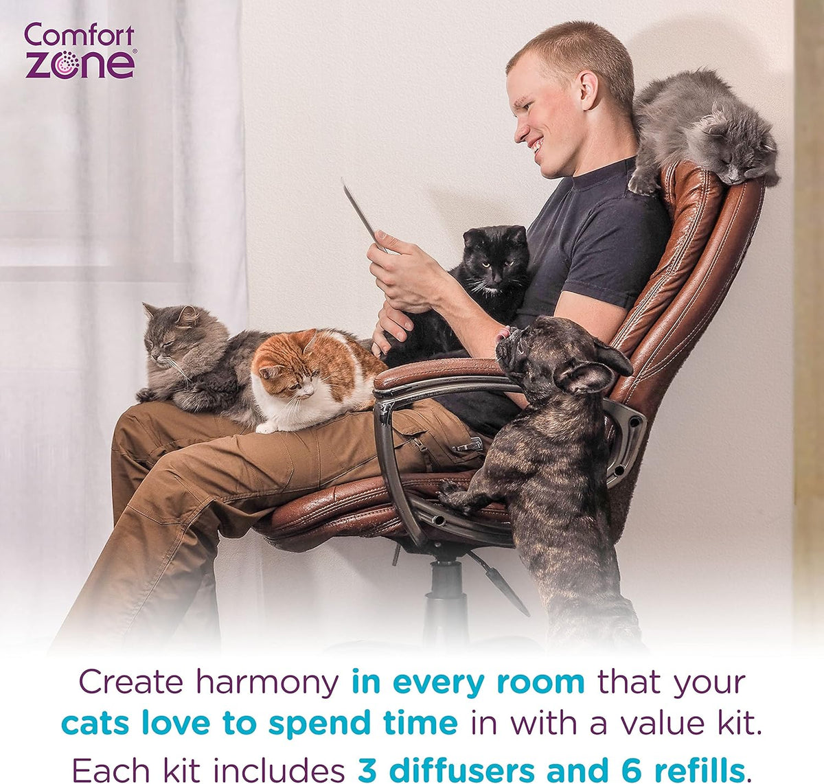 3 Diffusers Plus 6 Refills Multi-Cat Calming Diffuser Kit L2228
