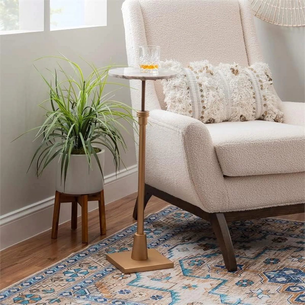Adjustable Metal And Marble Drink Table K52304