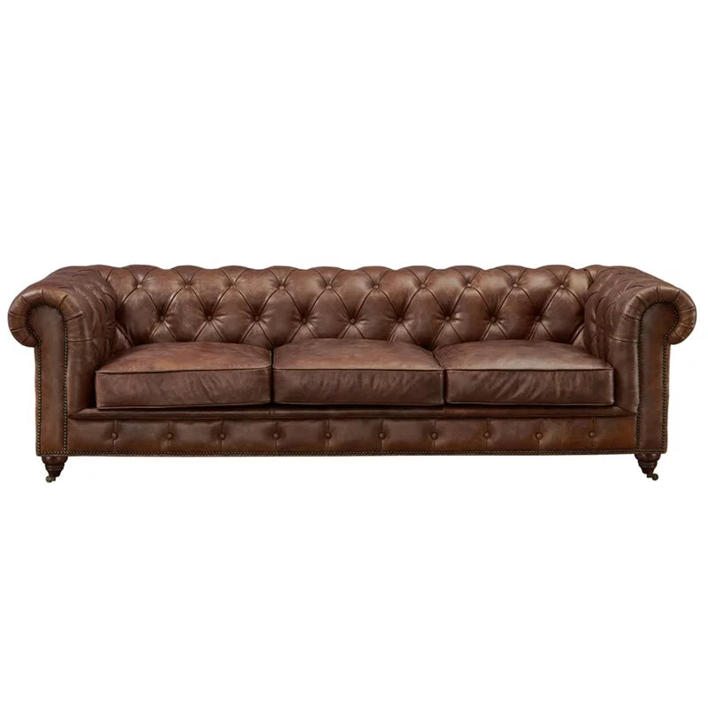95" Dark Brown Leather Sofa X759215